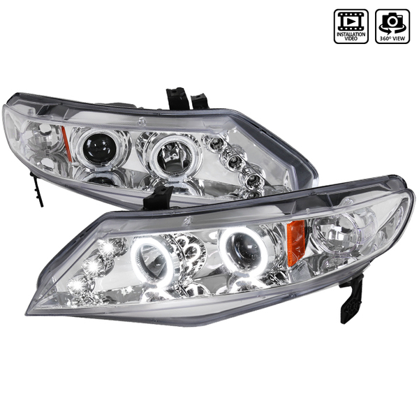 Spec-D Tuning 06-11 Honda Civic Halo LED Projector Chrome, 2LHP-CV064-TM 2LHP-CV064-TM